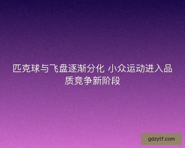 匹克球与飞盘逐渐分化 小众运动进入品质竞争新阶段